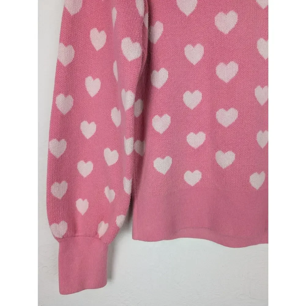 Kate Spade Sweater Perfect Heart Rich Carnation Feminine Designer Pink Size XS